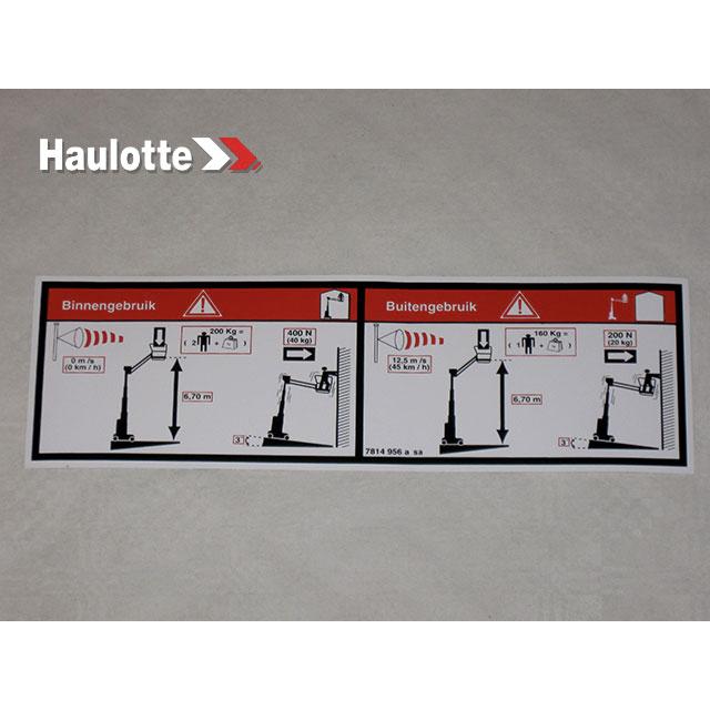 Haulotte Part # 3078149560 - FLOOR HEIGHT + LOAD LABEL