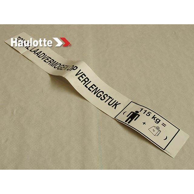 Haulotte Part # 3078149710 - LOAD CAPACITY LABEL
