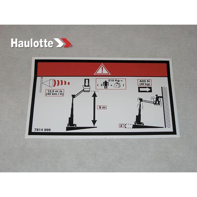 Haulotte Part # 3078149990 - FLOOR HEIGHT + LOAD LABEL