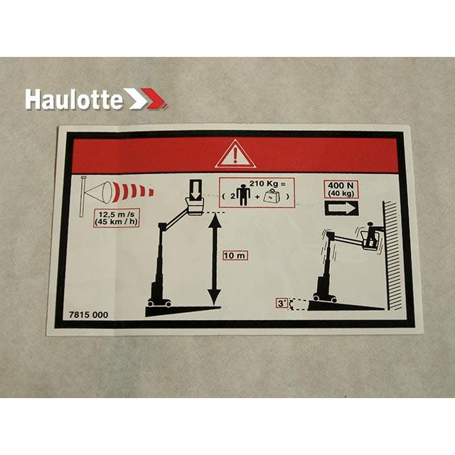 Haulotte Part # 3078150000 - FLOOR HEIGHT + LOAD LABEL