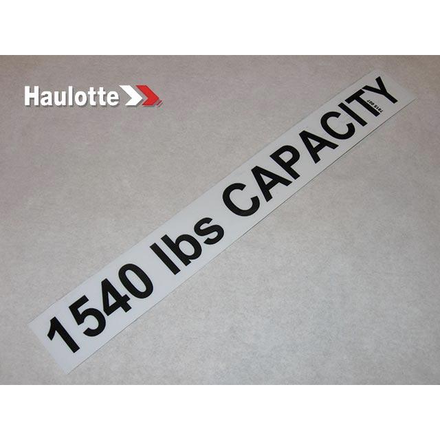Haulotte Part # 3078150070 - 1540 LBS CAPACITY LABEL