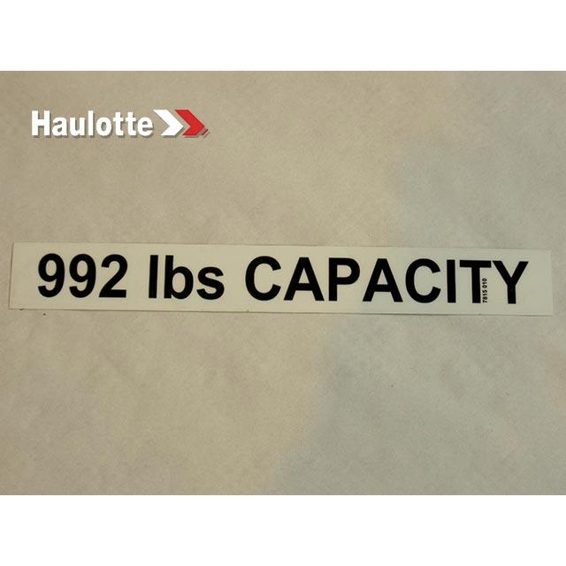 Haulotte Part # 3078150100 - LOAD CAPACITY LABEL