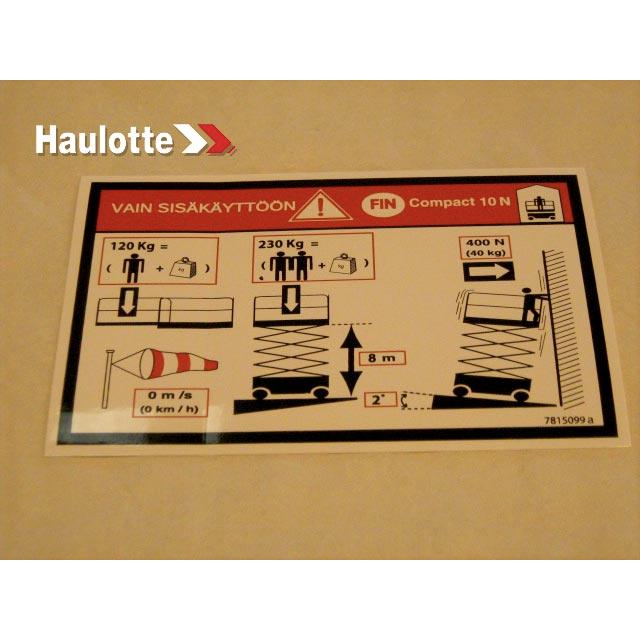 Haulotte Part # 3078150990 - LABEL
