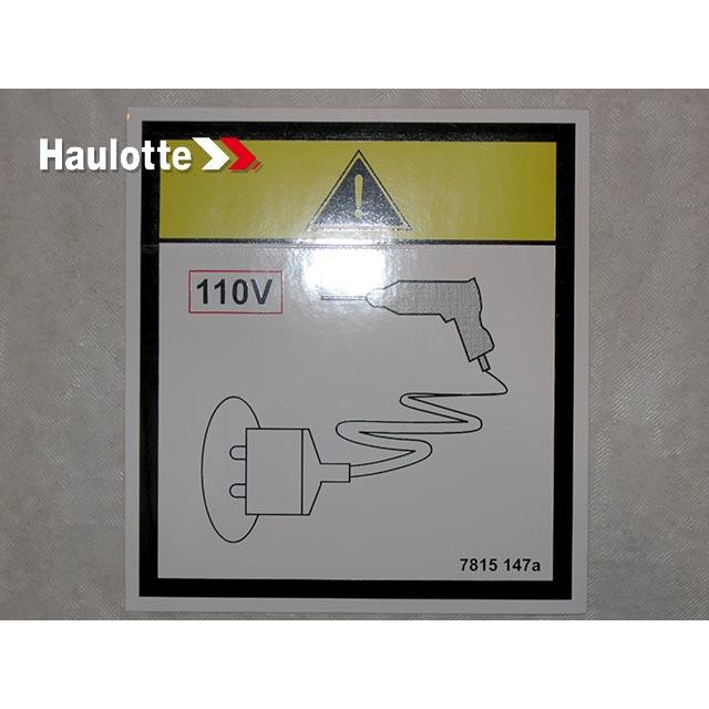 Haulotte Part # 3078151470 - LABEL PLUG SOCKET 110V