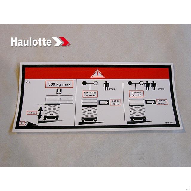 Haulotte Part # 3078153750 - LABEL