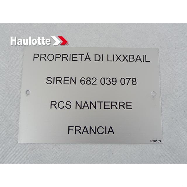 Haulotte Part # 307P201630 - LABEL