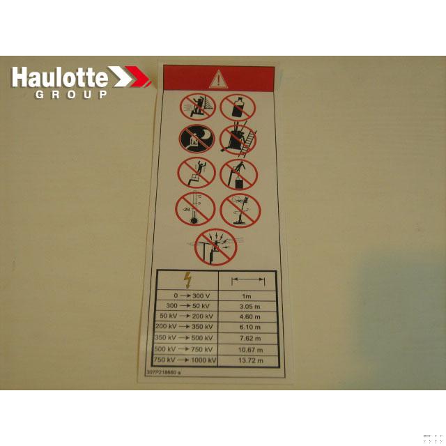 Haulotte Part # 307P218660 - LABEL
