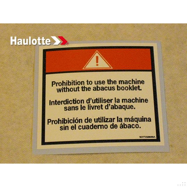 Haulotte Part # 307P223840 - LABEL