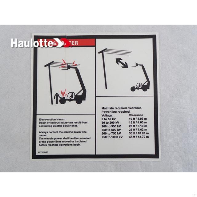 Haulotte Part # 307P225340 - ?¡§?£¤ ELECTROCUTION ?¡§?? LABEL