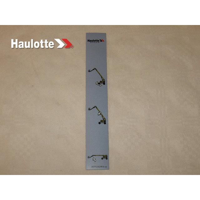 Haulotte Part # 307P226290 - DECAL - TRANSPORT. LEFT CONSOLE