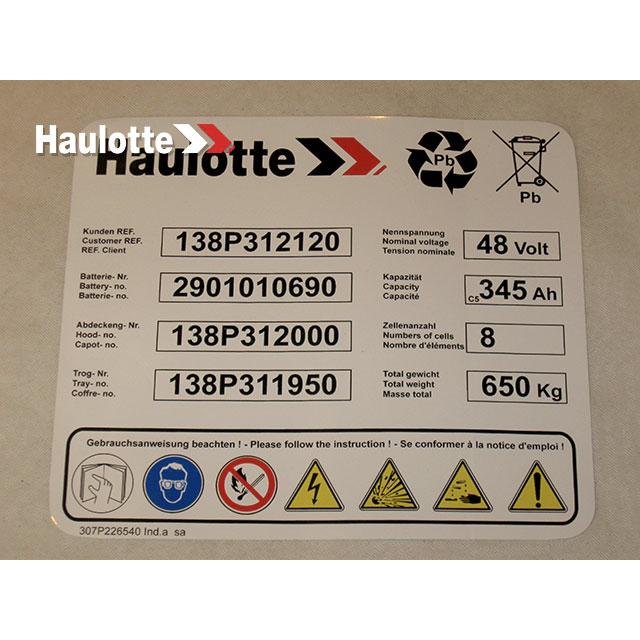 Haulotte Part # 307P226540 - LABEL