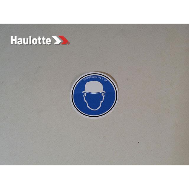 Haulotte Part # 307P226680 - LABEL MANDATORY HELMET
