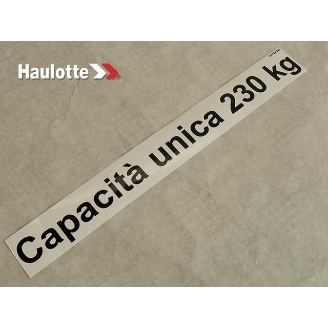 Haulotte Part # 307P227590 - LOAD CAPACITY STICKER