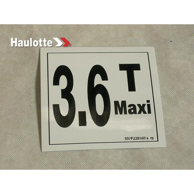 Haulotte Part # 307P228160 - PERMITTED LOAD LABEL