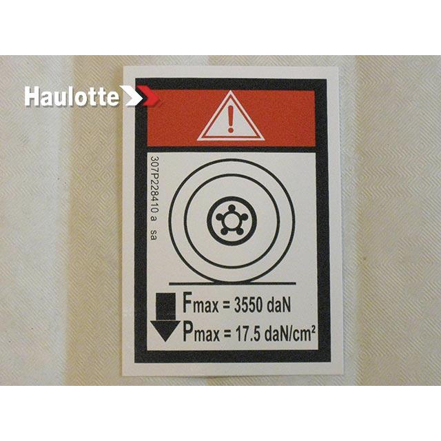 Haulotte Part # 307P228410 - LABEL