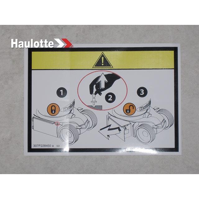 Haulotte Part # 307P228450 - VEROUILLAGE LABEL