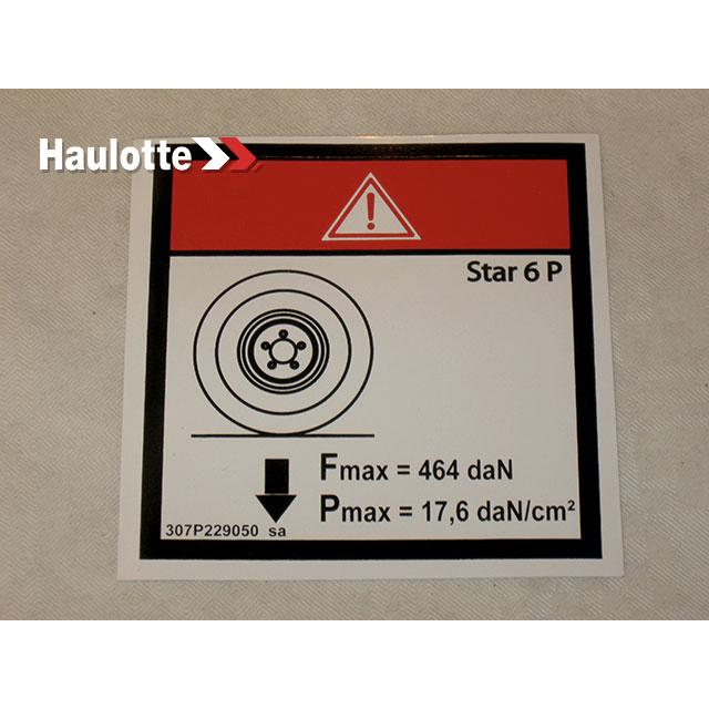 Haulotte Part # 307P229050 - LABEL