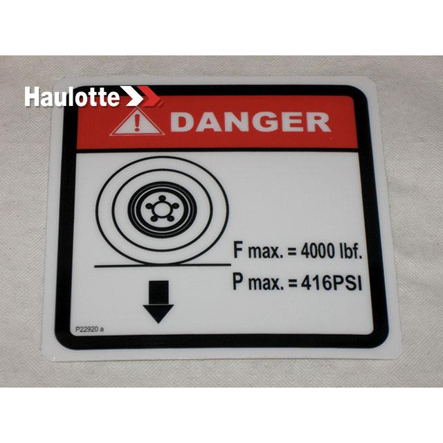 Haulotte Part # 307P229200 - Decal - Load on One Wheel