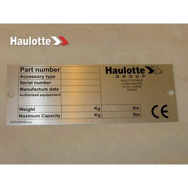 Haulotte Part # 307P229340 - LABEL