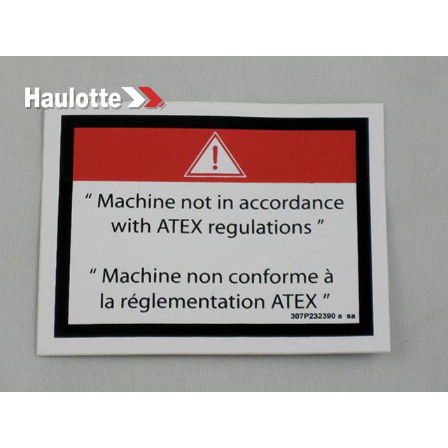 Haulotte Part # 307P232390 - LABEL