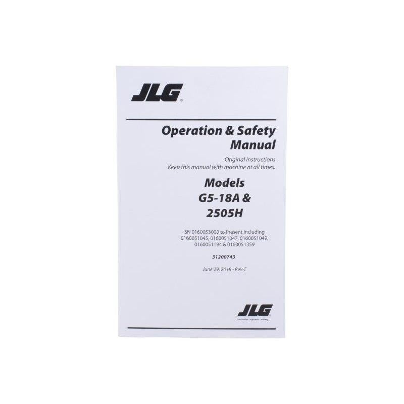 JLG Part # 31200743 - G5-18A. 2505 T4I OP & SAFE MAN