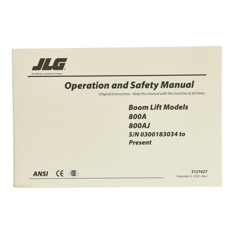 JLG Part # 3121627 - MANUAL. 800A OPERATOR/SAFETY