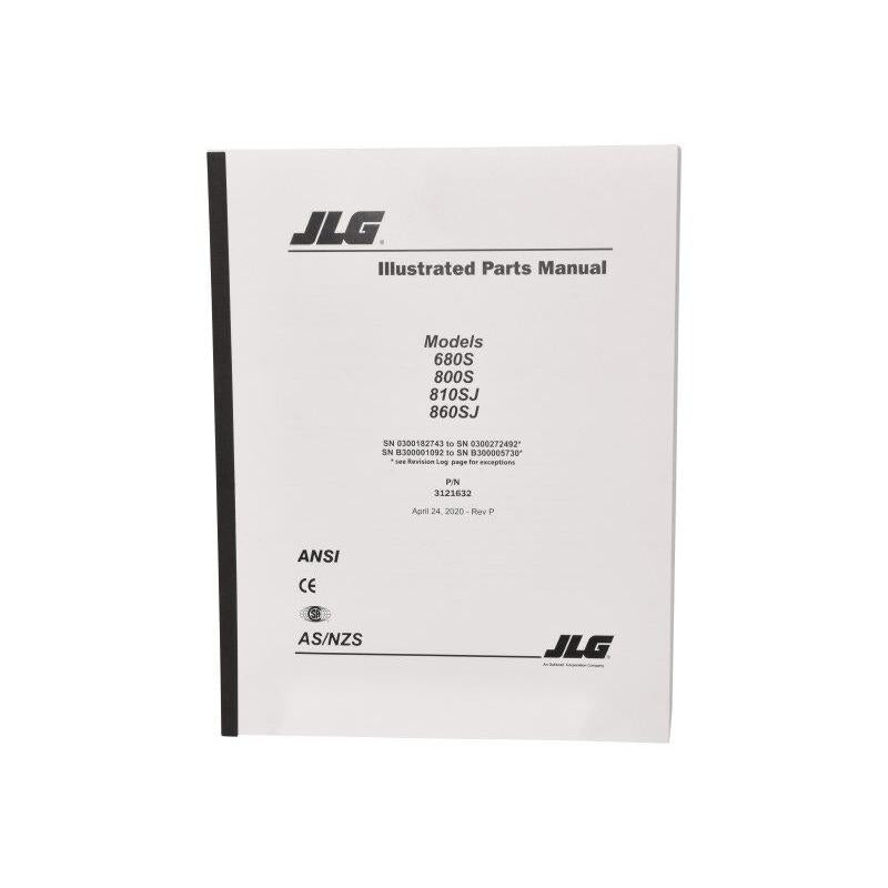 JLG Part # 3121632 - MNL. 800S GBL PARTS