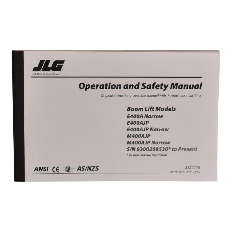 JLG Part # 3121716 - E/M400 GBL OPS/SAFE SN208530>