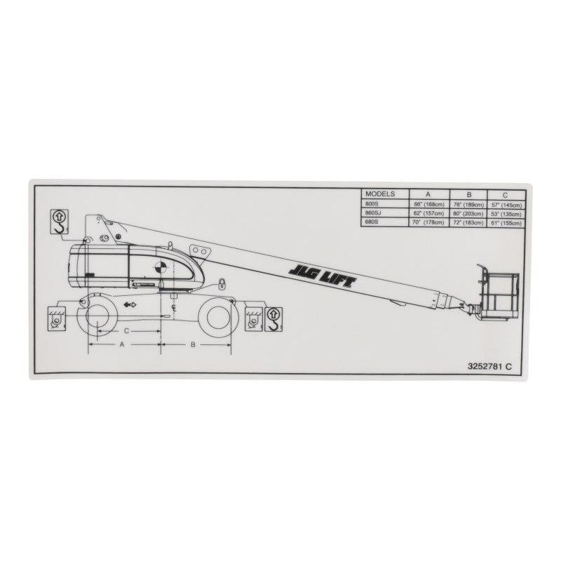 JLG Part # 3252781 - NAMEPLATE. LIFT DIAGRM (800S) DOM