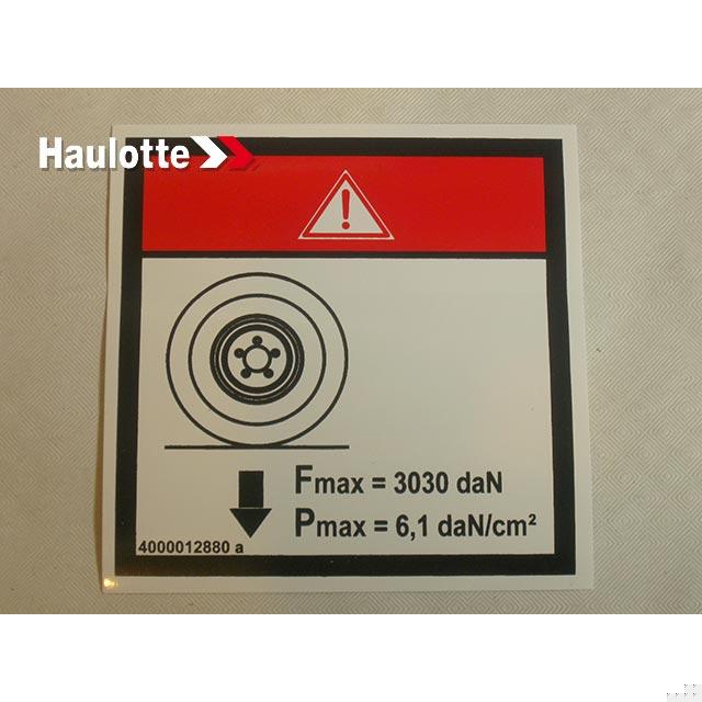 Haulotte Part # 4000012880 - GROUND PRESSURE LOAD C12DX
