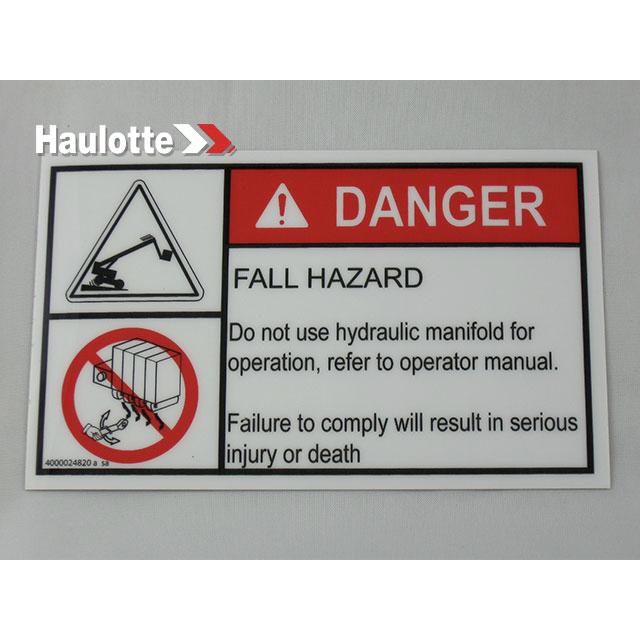 Haulotte Part # 4000024820 - Decal-Danger-Fall Hazard