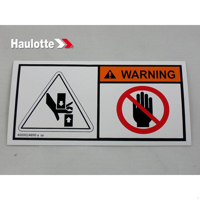 Haulotte Part # 4000024890 - HAND INJURY LABEL