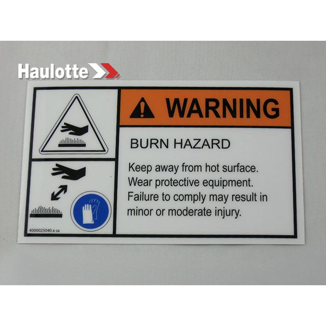 Haulotte Part # 4000025040 - Decal-Warning-Burn Hazard