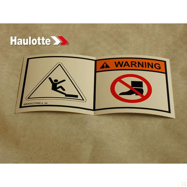Haulotte Part # 4000027090 - FEET INJURY LABEL