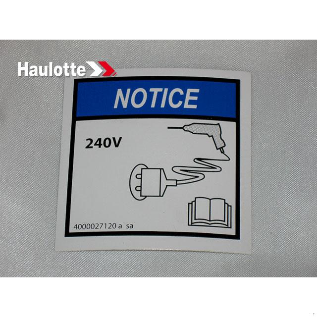 Haulotte Part # 4000027120 - INFORMATION EXPLANATION 240V