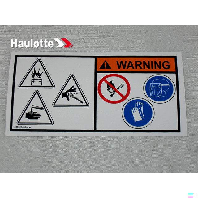 Haulotte Part # 4000027440 - HAND INJURY LABEL
