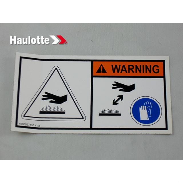 Haulotte Part # 4000027450 - HAND INJURY LABEL