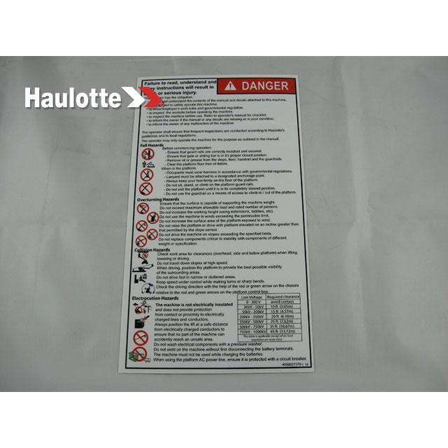Haulotte Part # 4000027570 - Decal-Danger-General Hazards
