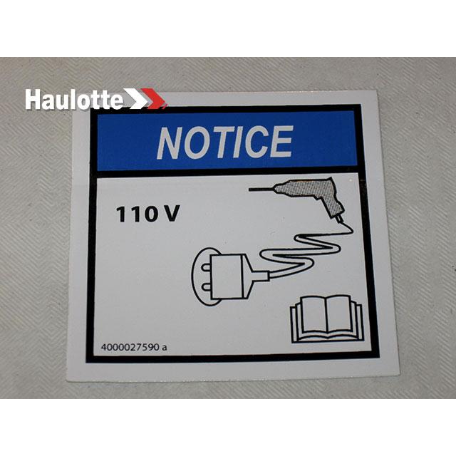 Haulotte Part # 4000027590 - Decal-Notice-AC Power