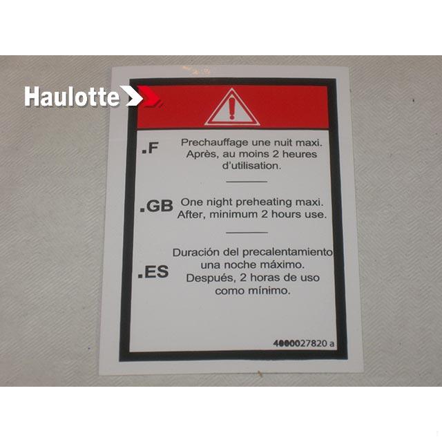 Haulotte Part # 4000027820 - DANGER