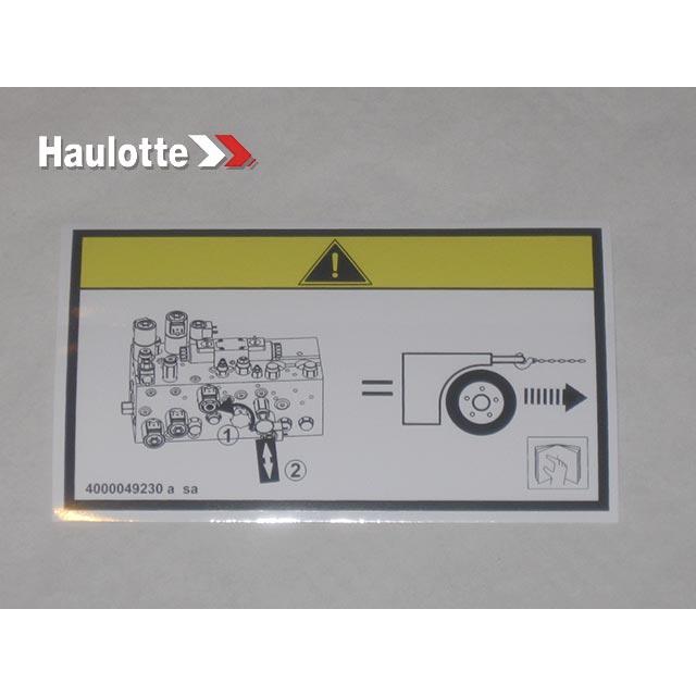 Haulotte Part # 4000049230 - Decal - Indication - Explanation Defreinage