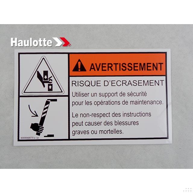 Haulotte Part # 4000068070 - LABEL