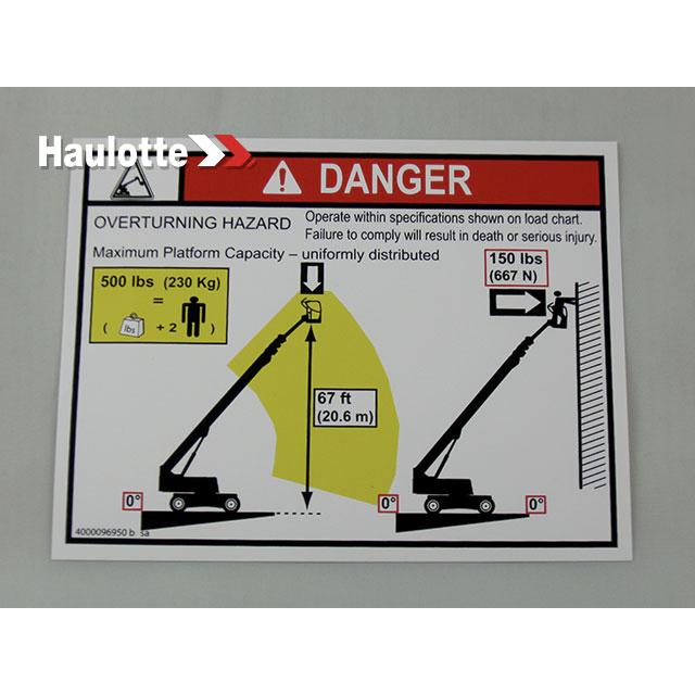 Haulotte Part # 4000096950 - HEIGHT LABEL