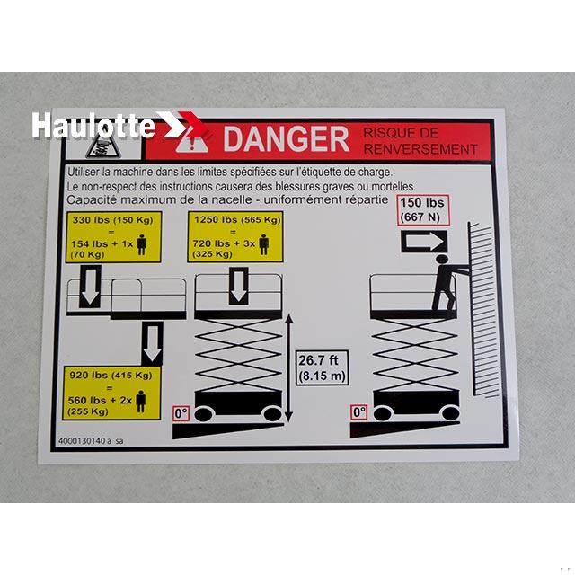 Haulotte Part # 4000130140 - LOAD HEIGHT C2668RT 565KG