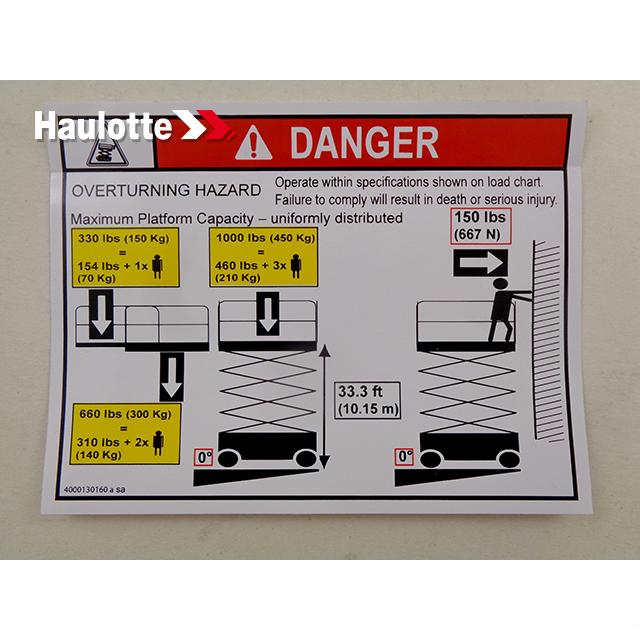 Haulotte Part # 4000130160 - LOAD HEIGHT C3368RT