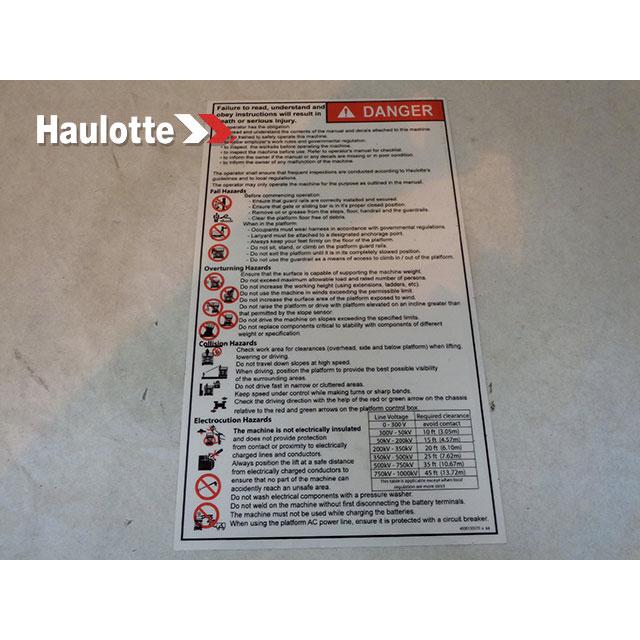 Haulotte Part # 4000130270 - Decal - Troubleshooting Insructions
