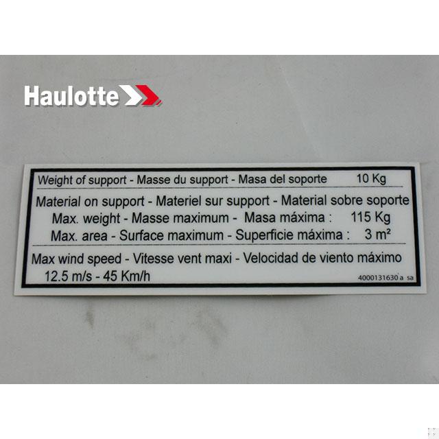 Haulotte Part # 4000131630 - INFORMATION EXPLANATION