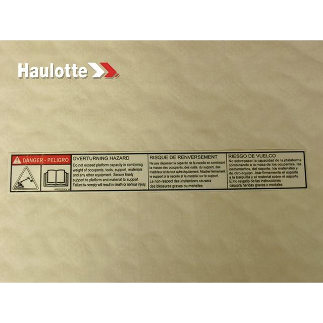 Haulotte Part # 4000131830 - Decal-Danger-Overturning Hazard