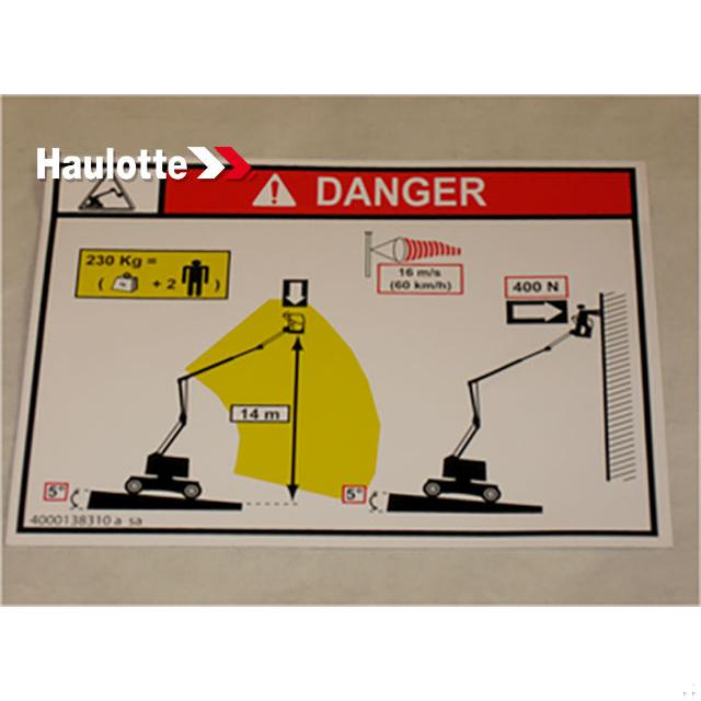 Haulotte Part # 4000138310 - LOAD HEIGHT HA16RTJ