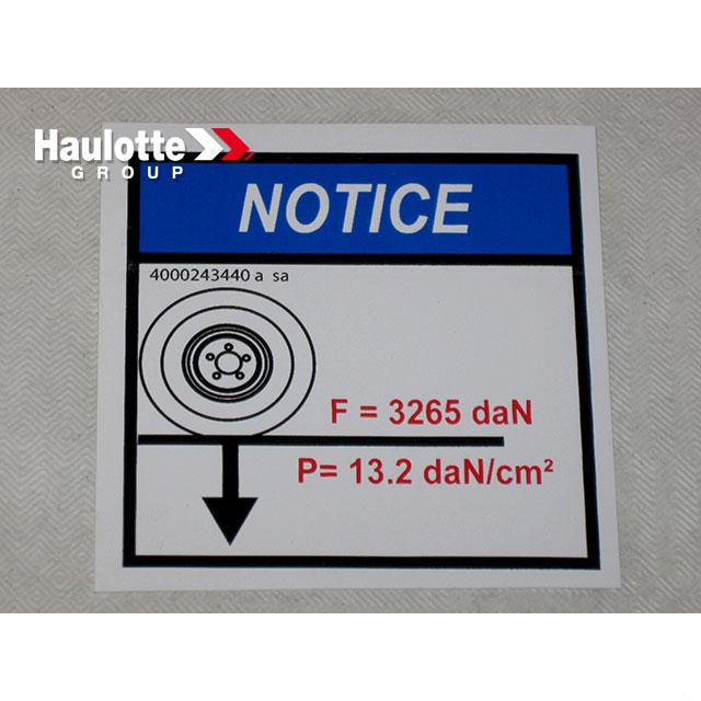 Haulotte Part # 4000243440 - GROUND PRESSURE - LOAD